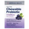 American Health Once Daily Chewable Probiotic Natural Grape  5 Billion CFU 60 Chewable Tablets 76630300780