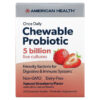 American Health Once Daily Chewable Probiotic Natural Strawberry 5 Billion CFU 30 Chewable Tablets 76630300551