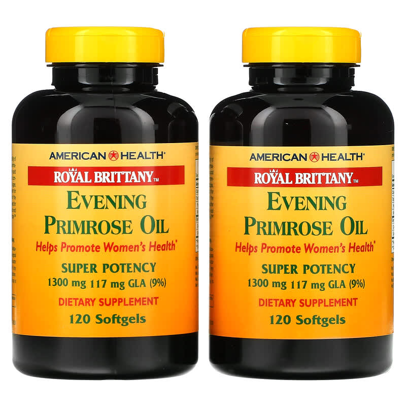 American Health, Royal Brittany, Evening Primrose Oil, 1,300 mg, 2 Bottles, 120 Softgels Each 76630032339