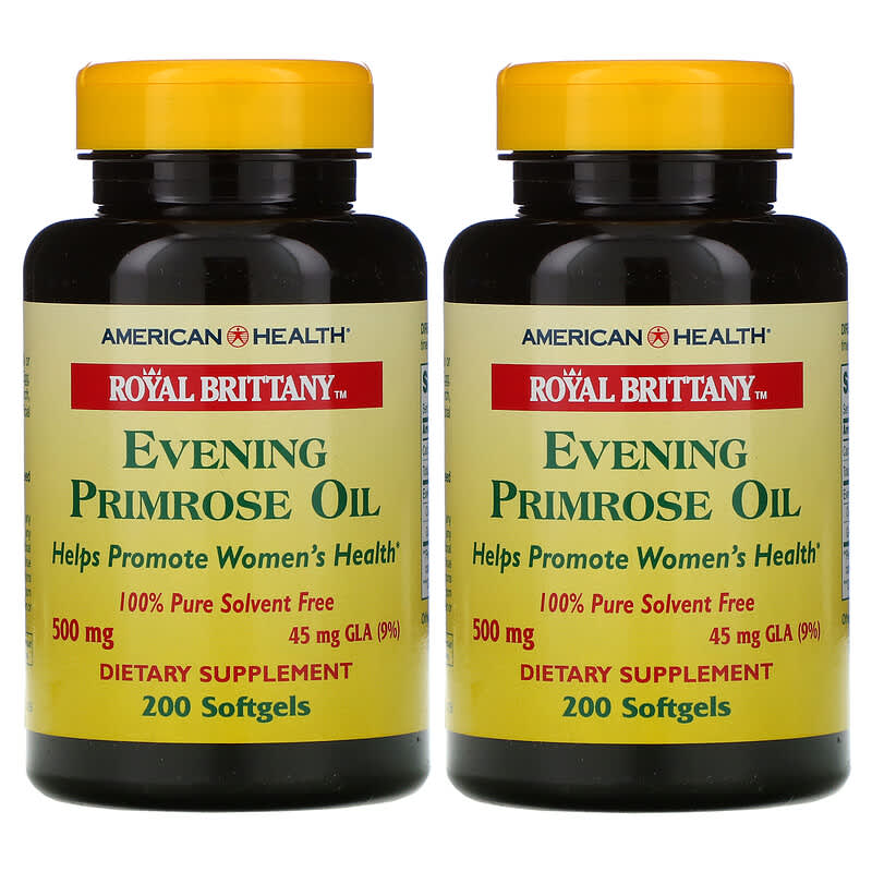American Health, Royal Brittany, Evening Primrose Oil, 500 mg, 2 Bottles, 200 Softgels Each 76630036344