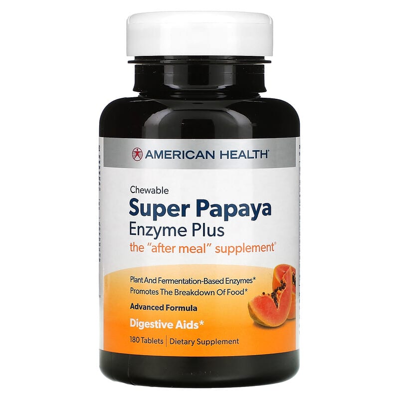 American Health Super Papaya Enzyme Plus Chewable 180 Tablets 76630502047