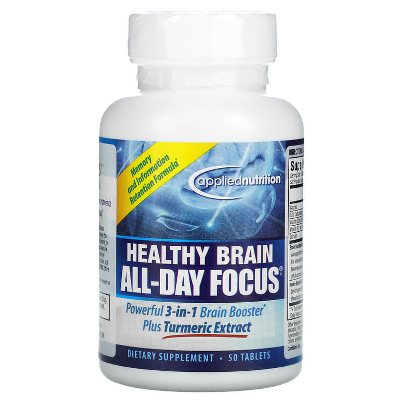 Applied Nutrition, Healthy Brain All-Day Focus, 50 Tablets 710363575946