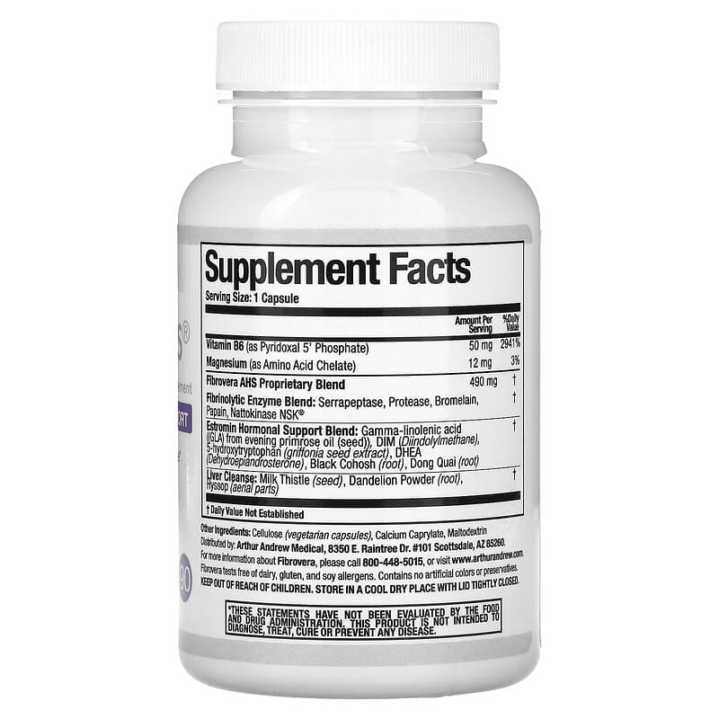 Arthur Andrew Medical, FibroVera AHS, Advanced Hormonal Support, 730 mg, 90 Capsules 855571001082