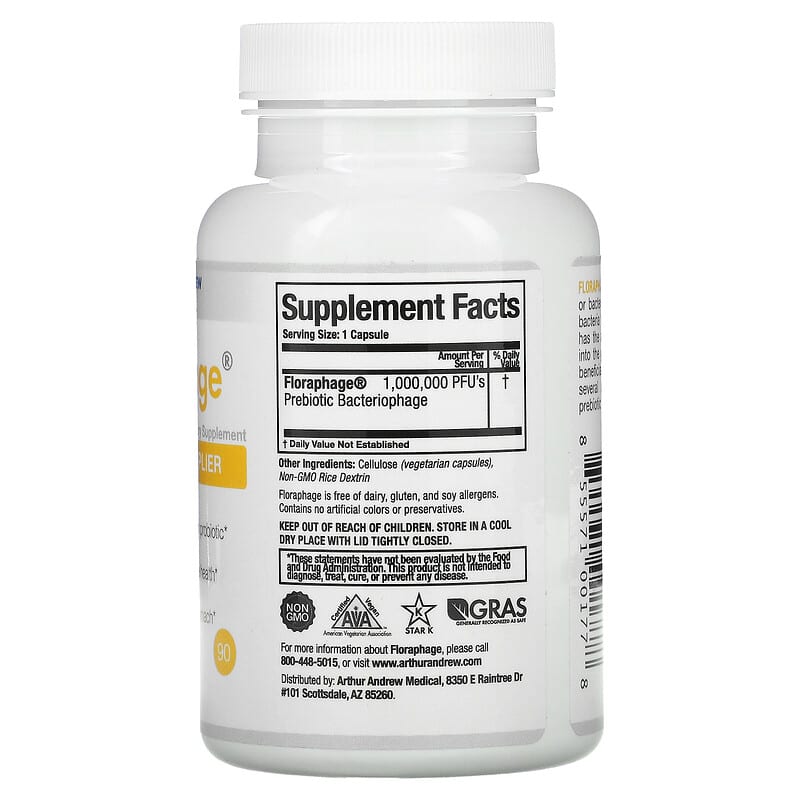 Arthur Andrew Medical, Floraphage, Probiotic Multiplier, 90 Capsules 855571001778