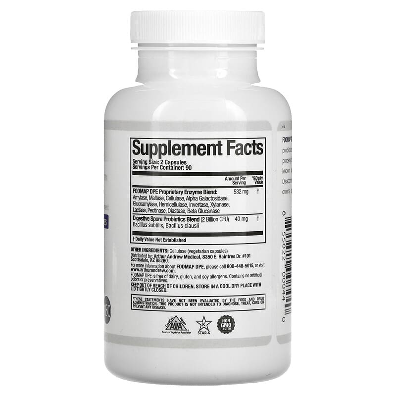 Arthur Andrew Medical, FODMAP DPE, 180 Capsules 855822008440