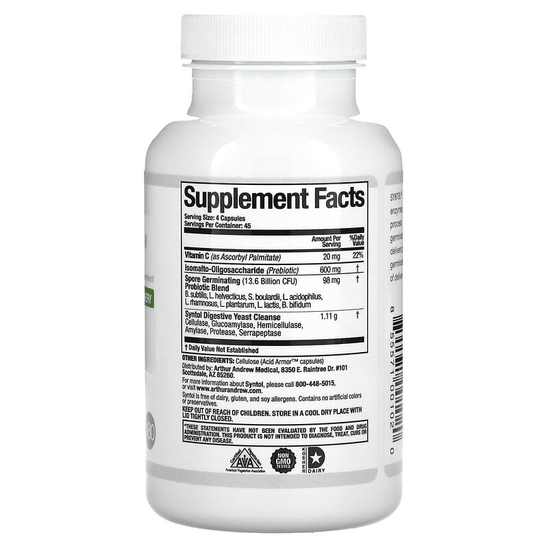 Arthur Andrew Medical, Syntol AMD, Advanced Microflora Delivery, 180 Capsules 855571001020