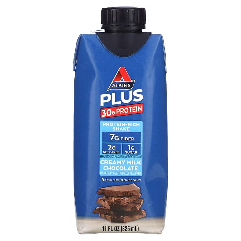 Atkins, Plus Protein-Rich Shake, Creamy Milk Chocolate, 4 Shakes, 11 fl oz (325 ml) Each 637480064118