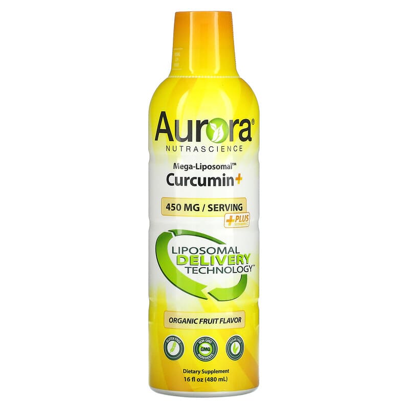 Aurora Nutrascience Mega-Liposomal Curcumin+ Organic Fruit 450 mg 16 fl oz (480 ml) 628504648049