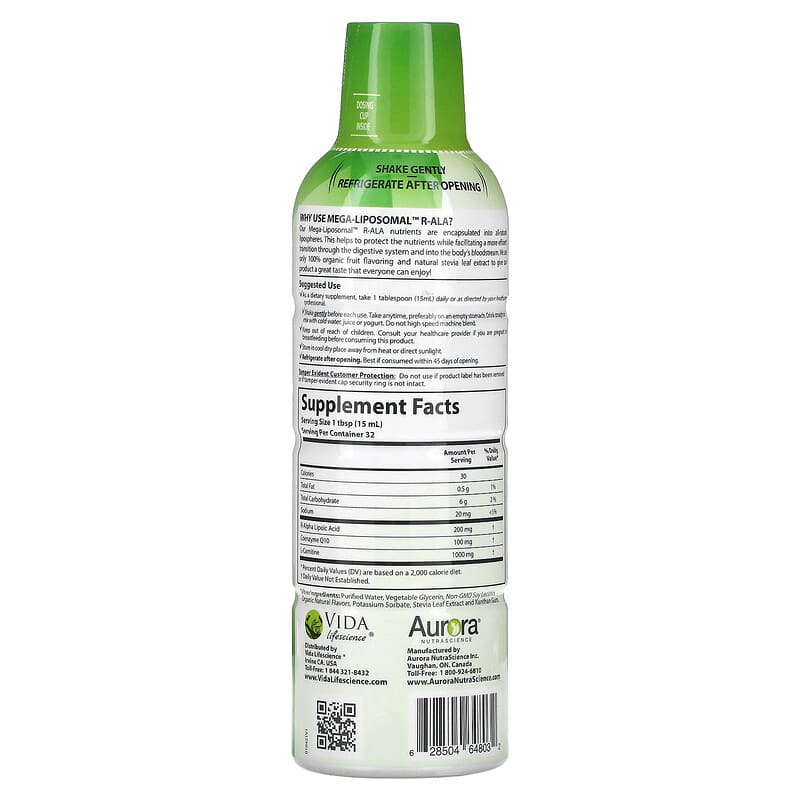 Aurora Nutrascience, Mega-Liposomal R-ALA, Organic Fruit, 16 fl oz (480 ml) 628504648032