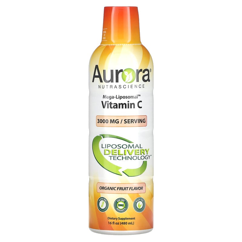 Aurora Nutrascience Mega-Liposomal Vitamin C Organic Fruit 3,000 mg 16 fl oz (480 ml) 628504648001