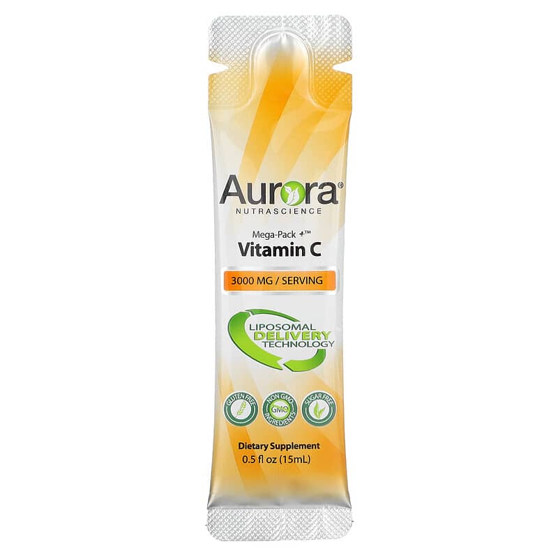 Aurora Nutrascience, Mega-Pack+ Vitamin C, 3,000 mg, 32 Packs, 0.5 fl oz (15 ml) Each 628504648179