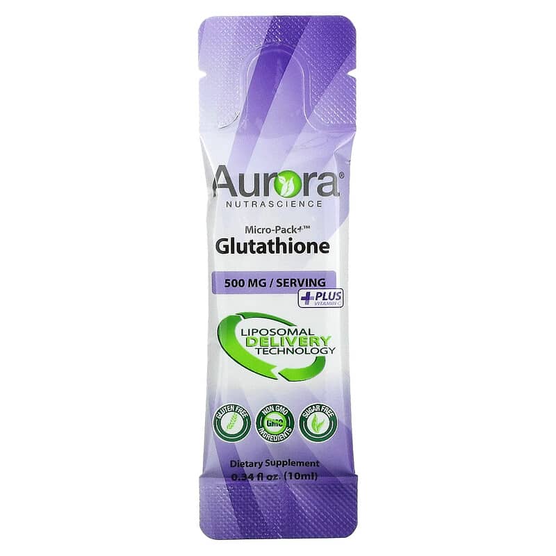 Aurora Nutrascience, Micro-Pack+ Glutathione, 500 mg, 30 Packets, 0.34 fl oz (10 ml) Each 628504648209