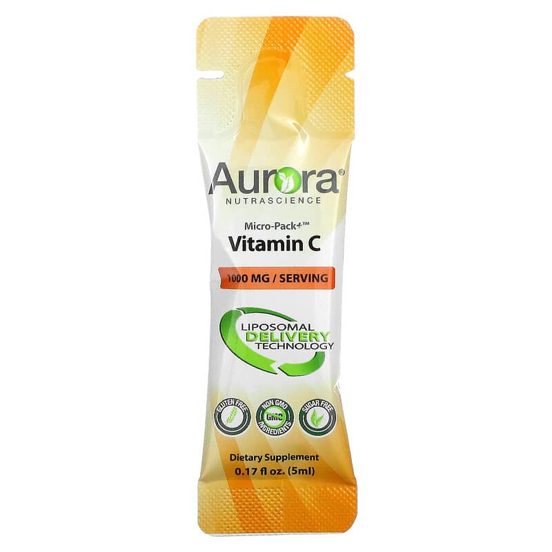 Aurora Nutrascience, Micro-Pack+ Vitamin C, 1,000 mg , 30 Packets, 0.17 fl oz (5 ml) Each 628504648193