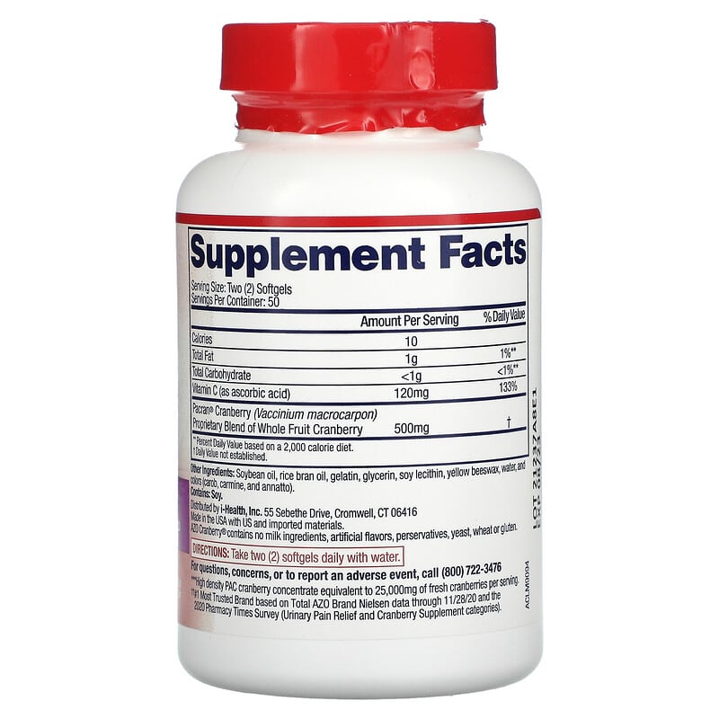 Azo, Cranberry, Urinary Tract Health, 100 Softgels 787651101675