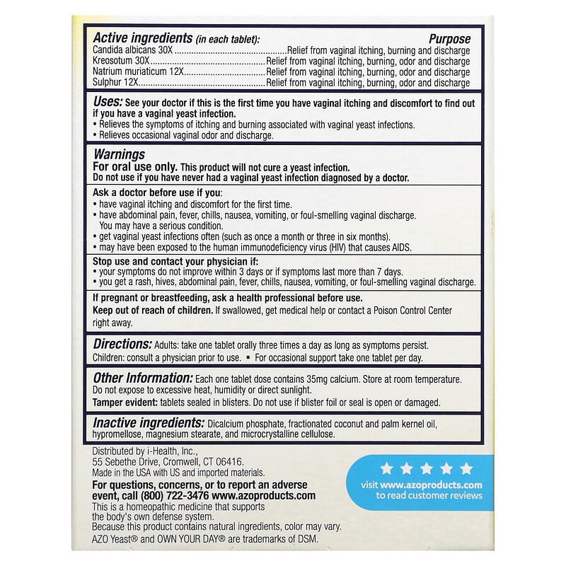 Azo, Yeast Plus, 60 Tablets 787651606675