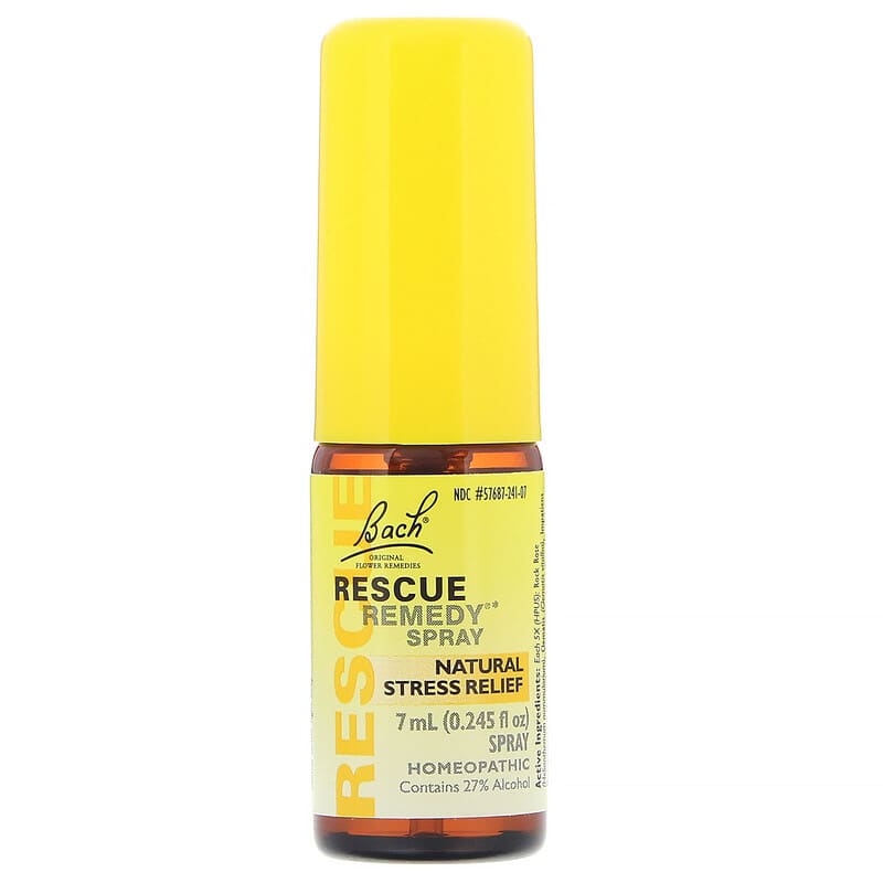 Bach, Original Flower Remedies, Rescue Remedy, Natural Stress Relief Spray, 0.245 fl oz (7 ml) 741273013976
