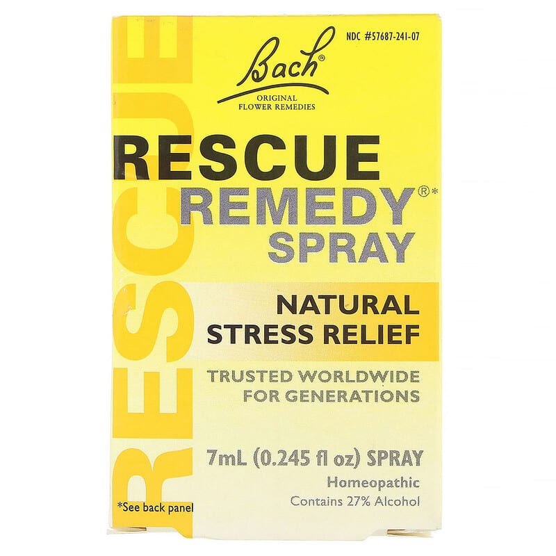 Bach Original Flower Remedies Rescue Remedy Natural Stress Relief Spray 0.245 fl oz (7 ml) 741273013976
