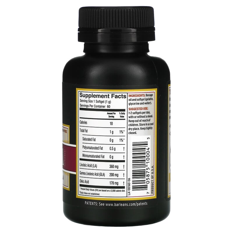 Barlean's, Borage Oil Supplement, 60 Softgels 705875100045