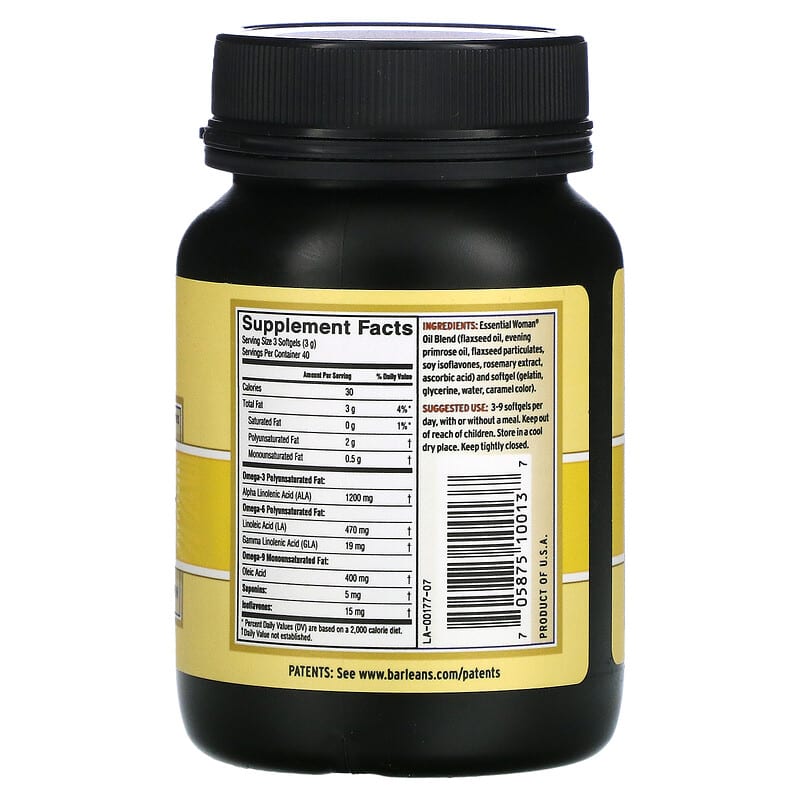 Barlean's, Essential Woman Supplement, 120 Softgels 705875100137