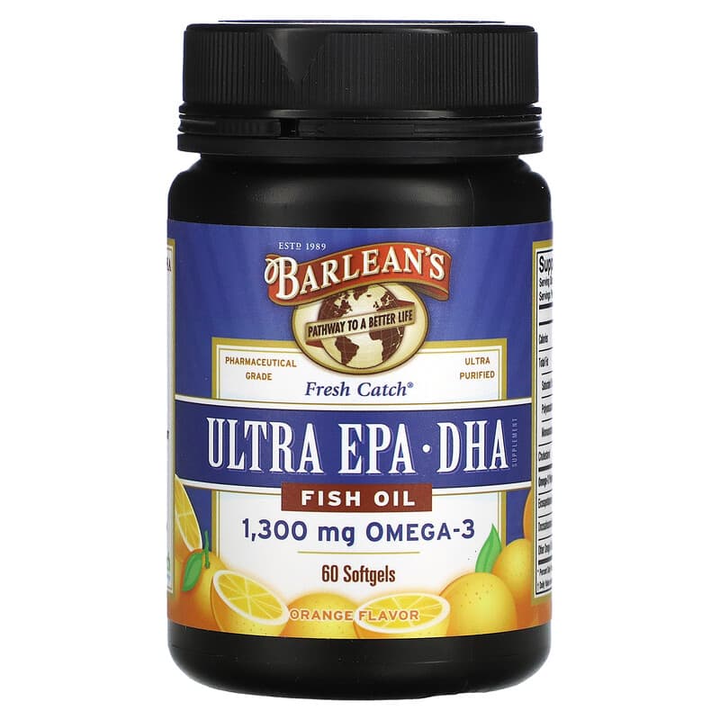 Barlean's Fresh Catch Fish Oil Omega-3 Ultra EPA/DHA Orange 60 Softgels 705875610063