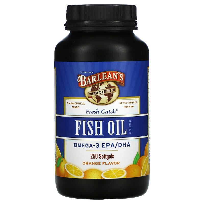 Barlean's Fresh Catch Fish Oil Supplement Omega-3 EPA/DHA Orange 250 Softgels 705875610087