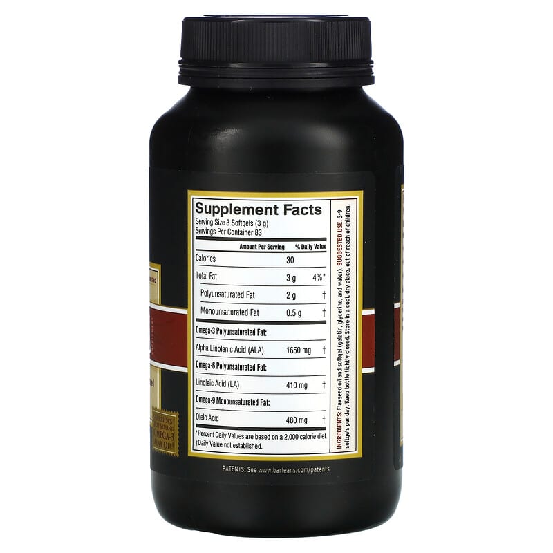 Barlean's, Fresh Flax Oil, 250 Softgels 705875100021