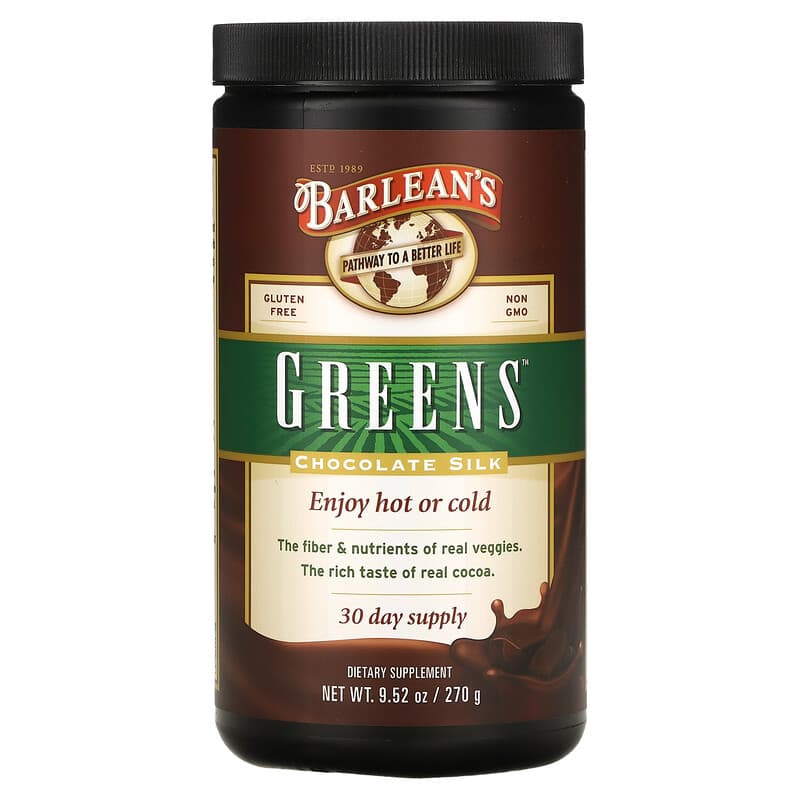 Barlean's Greens Chocolate Silk 9.52 oz (270 g) 705875300094