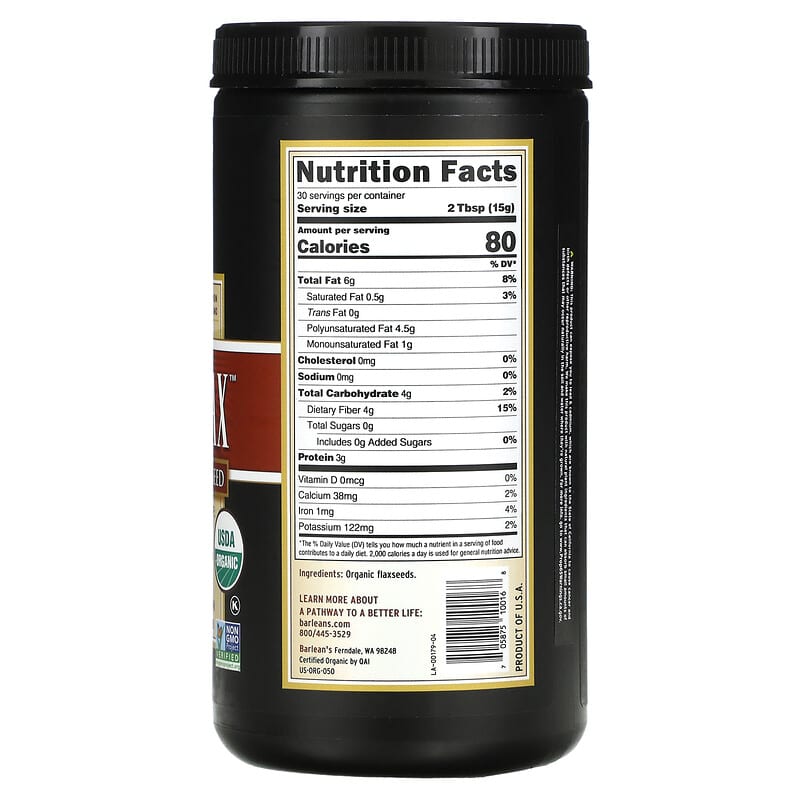 Barlean's, Organic Forti-Flax, Premium Ground Flaxseed, 16 oz (454 g) 705875100168