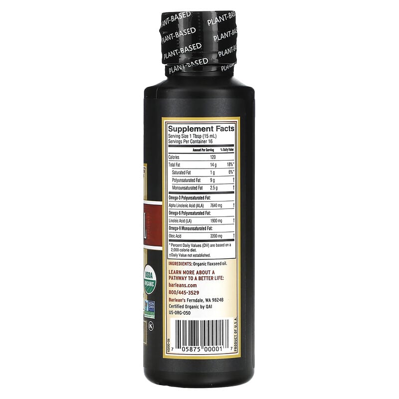 Barlean's, Organic Fresh, Flax Oil, 8 fl oz (236 ml) 705875000017