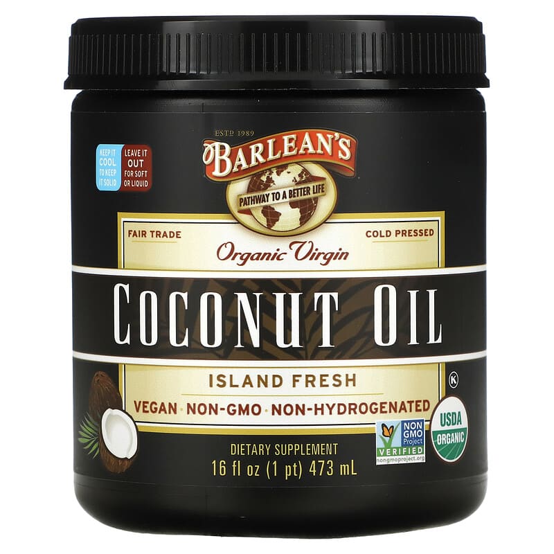 Barlean's Organic Virgin Coconut Oil Island Fresh 16 fl oz (473 ml) 705875000253
