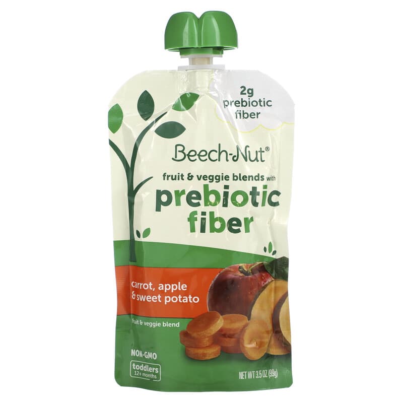Beech-Nut Fruit & Veggie Blends with Prebiotic Fiber 12+ Months Carrot Apple & Sweet Potato 3.5 oz (99 g) 52200011379