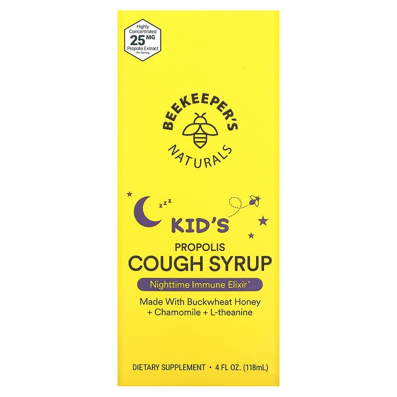 Beekeeper's Naturals Kids Propolis Cough Syrup Nighttime 4 fl oz (118 ml) 628055142522