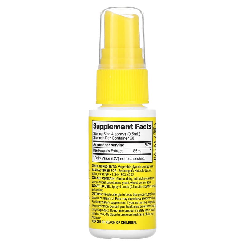 Beekeeper's Naturals, Propolis Immune Support, Daily Throat Spray, 1.06 fl oz (30 ml) 628055142010