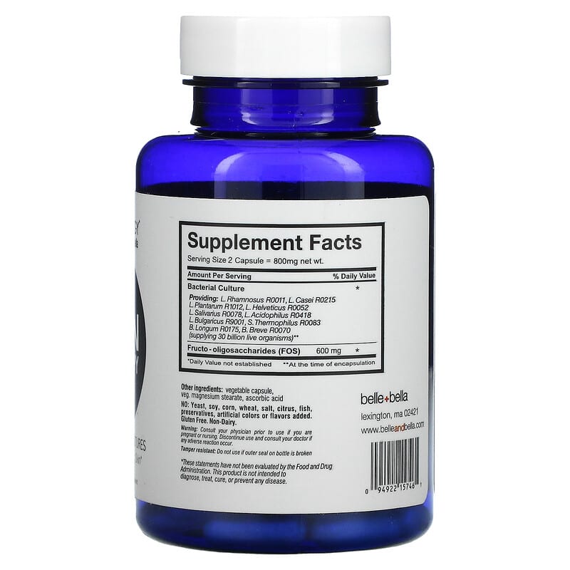 Belle+Bella, Probiology, Probiotic Skin Therapy, 30 Billion CFU, 30 Capsules 94922157461