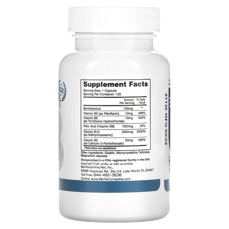 Benfotiamine Inc., Multi-B Benfotiamine Neuropathy Support Formula, 150 mg, 120 Capsules 689076867221