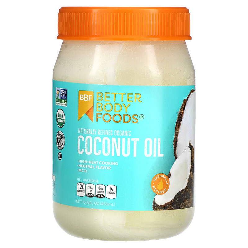 BetterBody Foods Naturally Refined Organic Coconut Oil 15.5 fl oz (458 ml) 897922002485