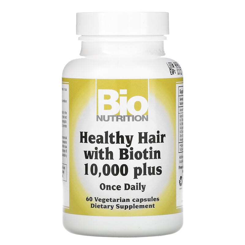 Bio Nutrition, Healthy Hair with Biotin 10,000 Plus, 60 Vegetarian Capsules 854936003297