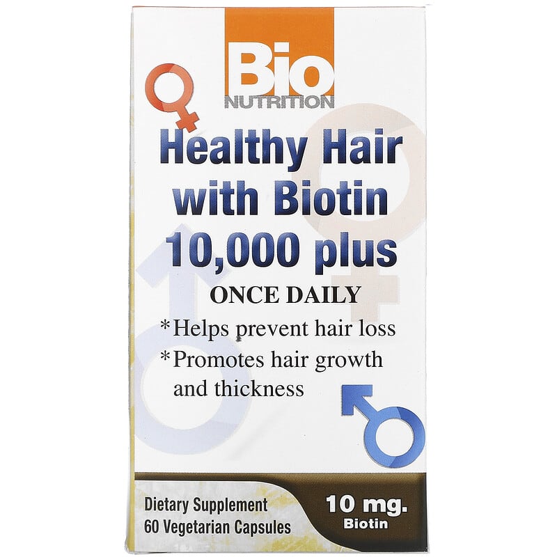 Bio Nutrition Healthy Hair with Biotin 10,000 Plus 60 Vegetarian Capsules 854936003297
