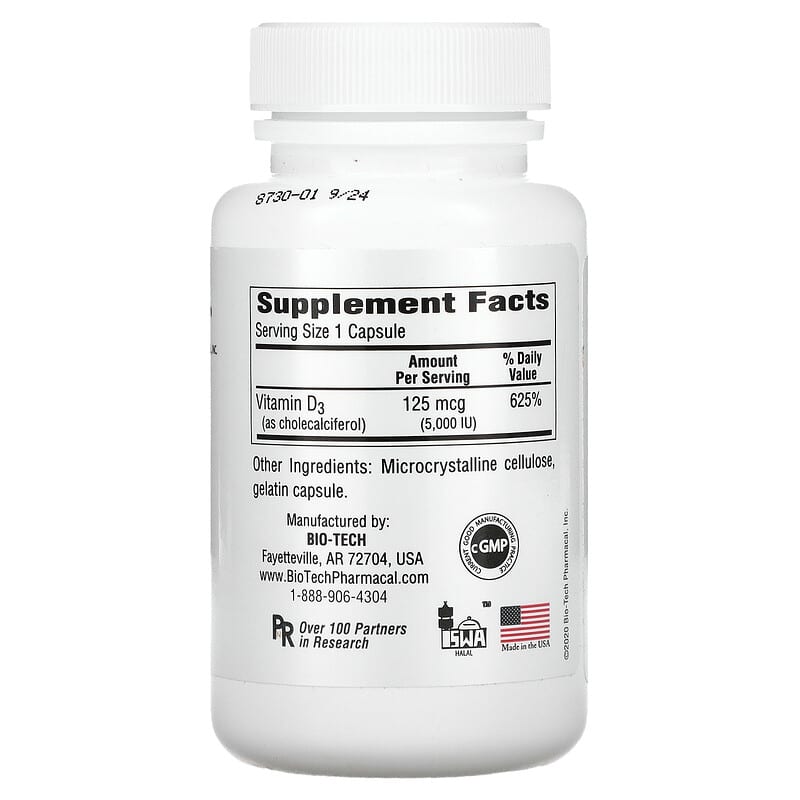 Bio Tech Pharmacal, Inc, D3-5 Cholecalciferol, 250 Capsules 705105094700