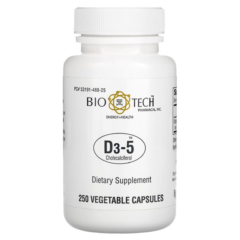 Bio Tech Pharmacal Inc D3-5 Cholecalciferol 250 Vegetable Capsules 705105112701