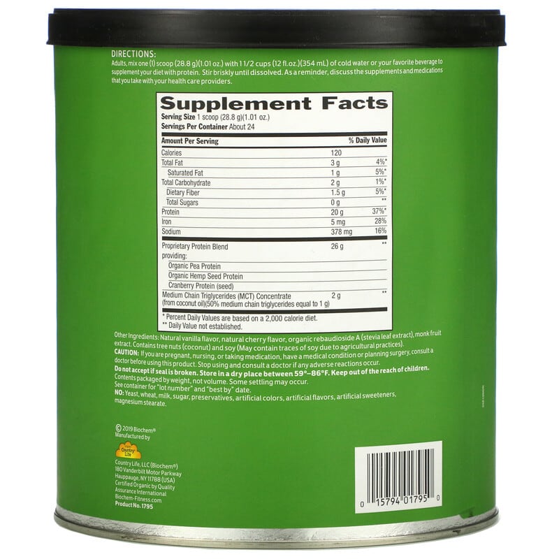 Biochem, 100% Vegan Protein, Vanilla, 24.4 oz (691 g) 15794017950