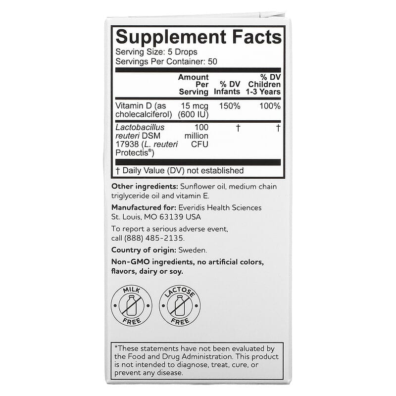 BioGaia, Baby Protectis Drops, Immune Active, 0-36 Months, 600 IU, 0.34 fl oz (10 ml) 602359460391