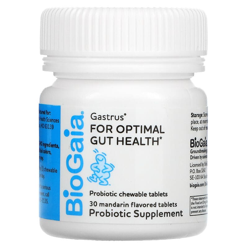 BioGaia, Gastrus For Optimal Gut Health, Mandarin, 30 Tablets 602359460179
