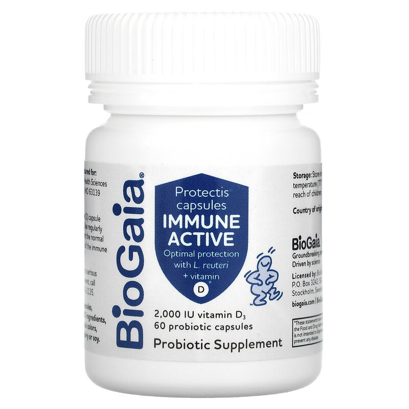 BioGaia, Immune Active, Protectis Capsules, 2,000 IU, 60 Probiotic Capsules 602359460414