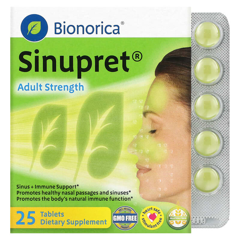 Bionorica Sinupret Sinus + Immune Support Adult Strength 25 Tablets 897618000245