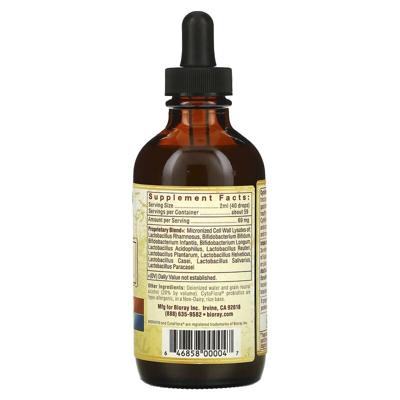 Bioray Inc., CytoFlora, Probiotic Immunity Tonic, 4 fl oz (118 ml) 646858000047