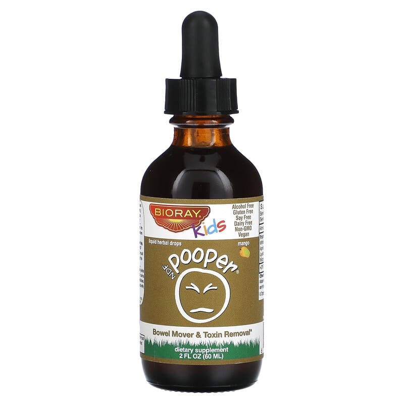 Bioray Inc., Kids, NDF Pooper, Bowel Mover & Toxin Removal, Mango , 2 fl oz (60 ml) 646858160024