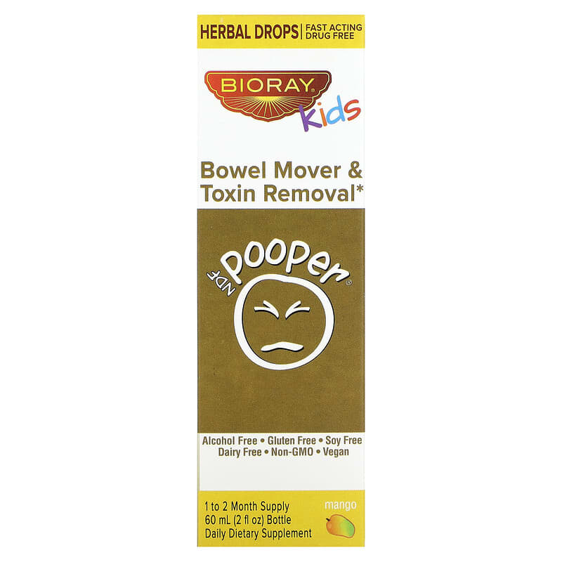 Bioray Inc. Kids NDF Pooper Bowel Mover & Toxin Removal Mango  2 fl oz (60 ml) 646858160024