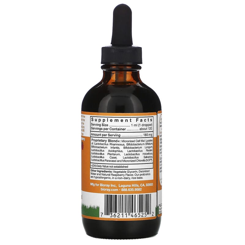 Bioray Inc., Kids, NDF Tummy, Raspberry, 4 fl oz (120 ml) 736211465252