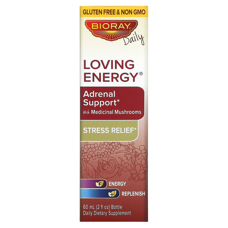 Bioray Inc. Loving Energy Adrenal Support with Medical Mushrooms Alcohol Free 2 fl oz (60 ml) 646858160086